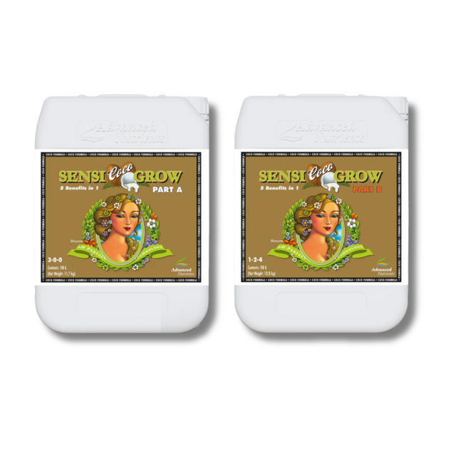 Two containers of Sensi Coco Grow on a white background