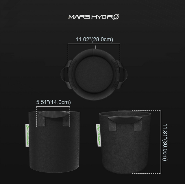 Mars Hydro Fabric Plant Pots - 18 Litre (5 Pack)