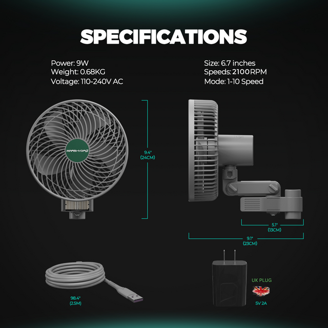 Mars Hydro Clip On Fan for Grow Tents