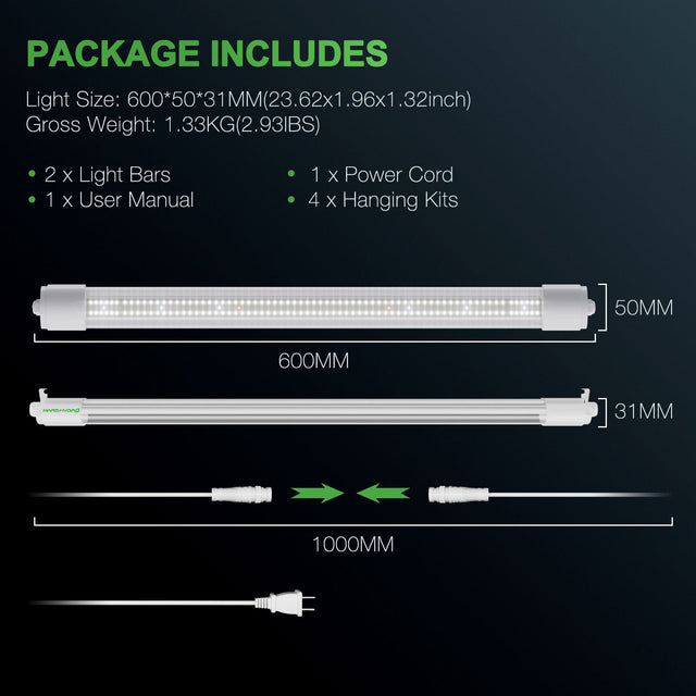 Mars Hydro VG40 Propagation & Vegetation Light Bar Package Contents