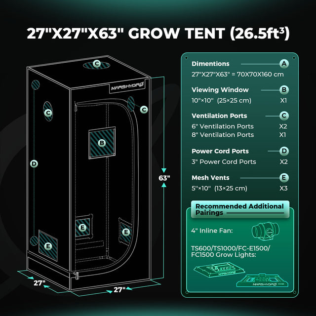 Mars Hydro Grow Tent 0.7m x 0.7m x 1.6m