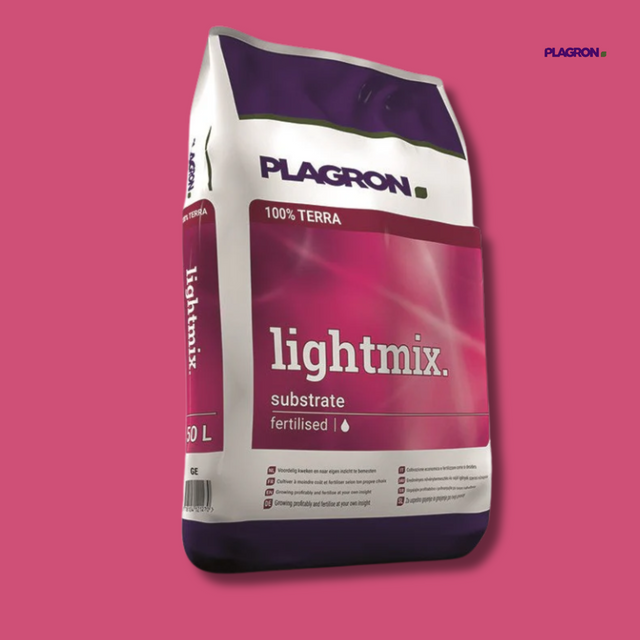 Plagron Lightmix substrate bag on a pink background