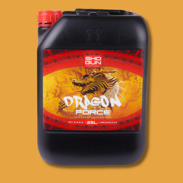 Sho Gun Dragon Force container on a yellow background