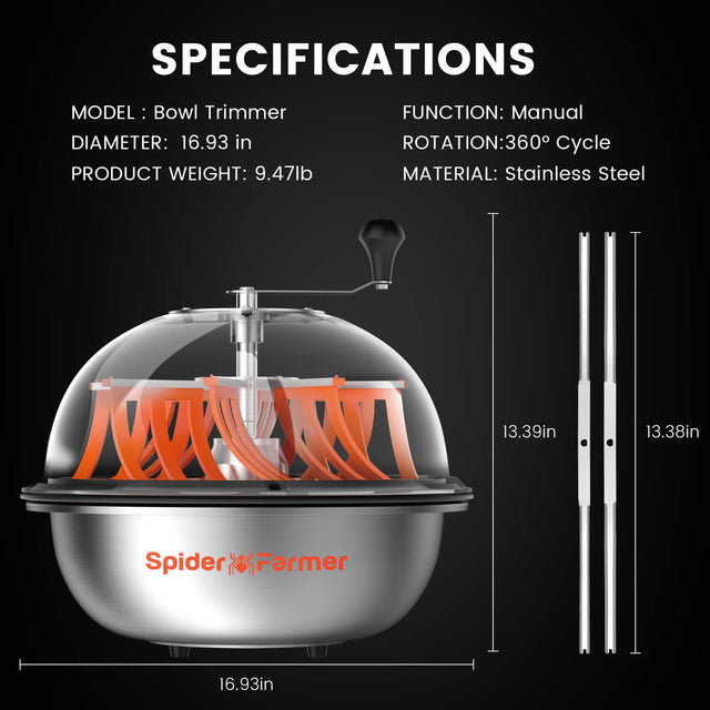Spider Farmer Bowl Trimmer 16" Specifications