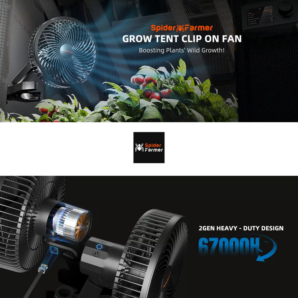 Spider Farmer Clip On Fan with EC Motor