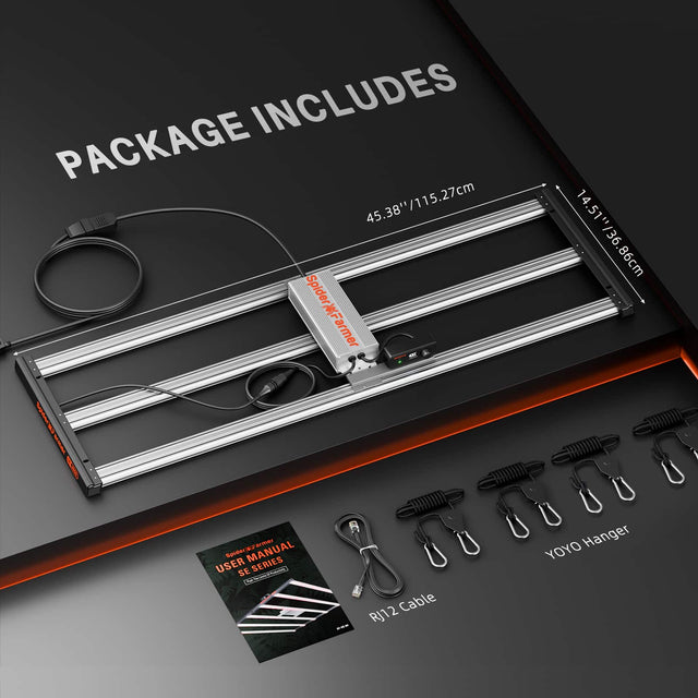Spider Farmer SE4500 EVO LED Grow Light 320w Package Contents