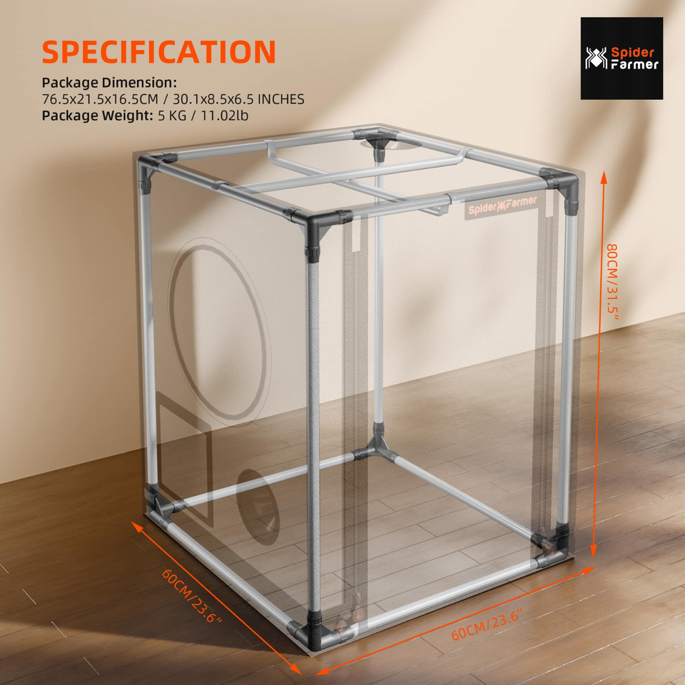 Spider Farmer Stealth Grow Tent - 0.6m x 0.6m x 0.8m