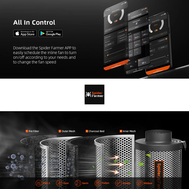 Spider Farmer 4" Smart Ventilation Kit with GGS Controller