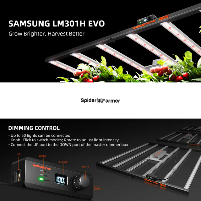 Spider Farmer SE7000 EVO LED Grow Light 730w Samsung EVO Digital Dimmer