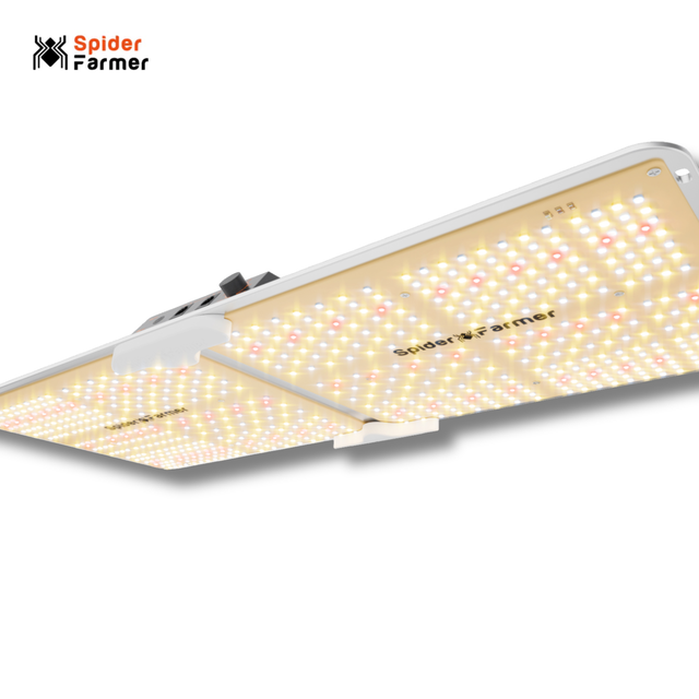 A Spider Farmer LED grow light panel shown at an angle on a white background, with the Spider Farmer logo in the top-left corner.