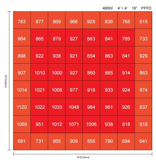 Geekbeast MK LED Grow Light PFD Map