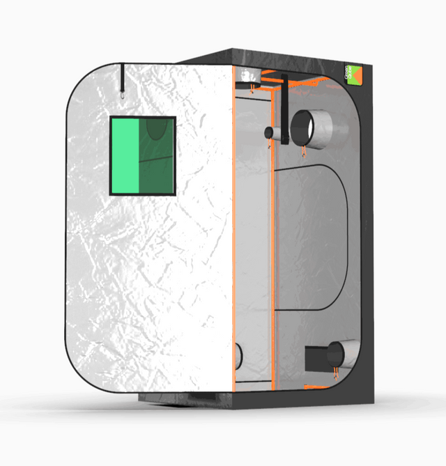LED Grow Lights - Green Qube GQ100 Grow Tent Left Side