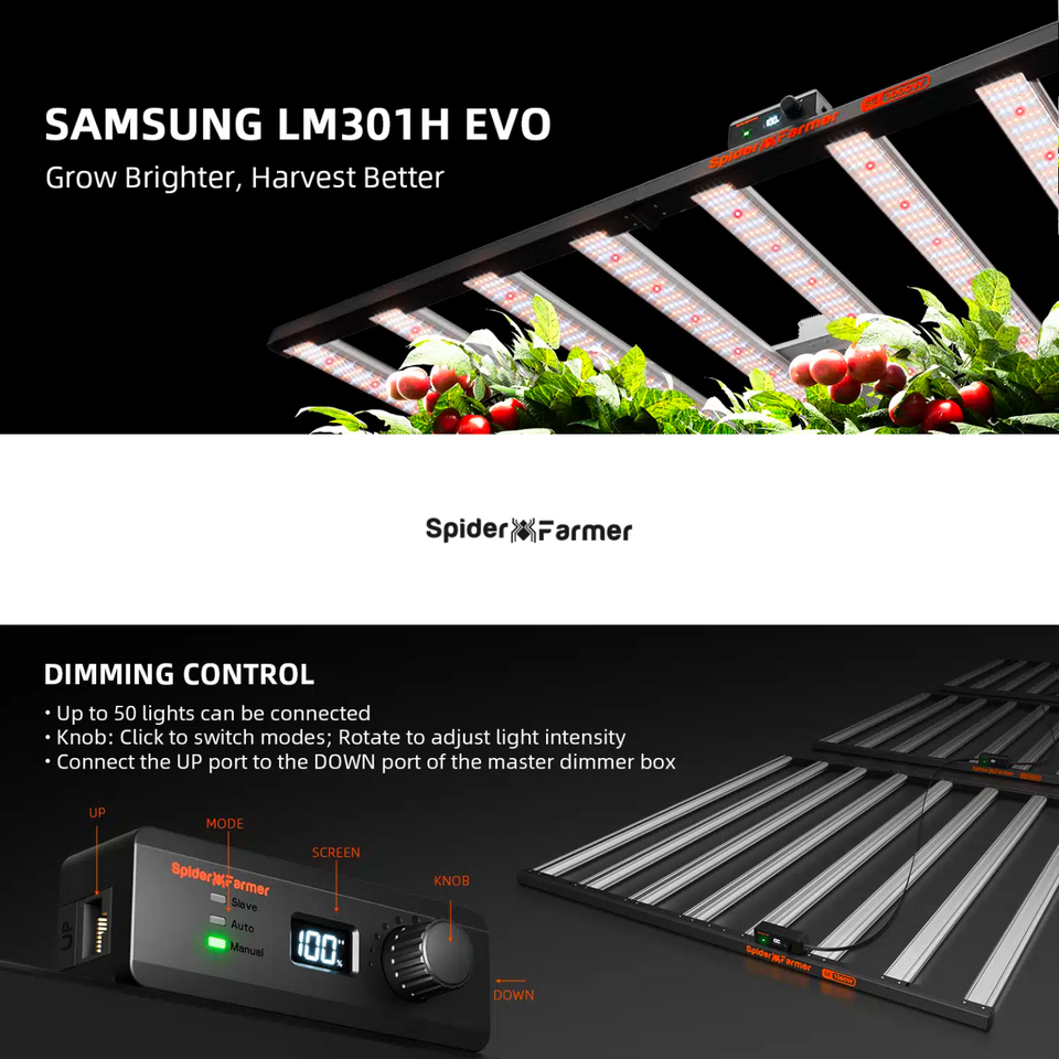 Spider Farmer SE1000w EVO LED Grow Light 1000w Dimming Control