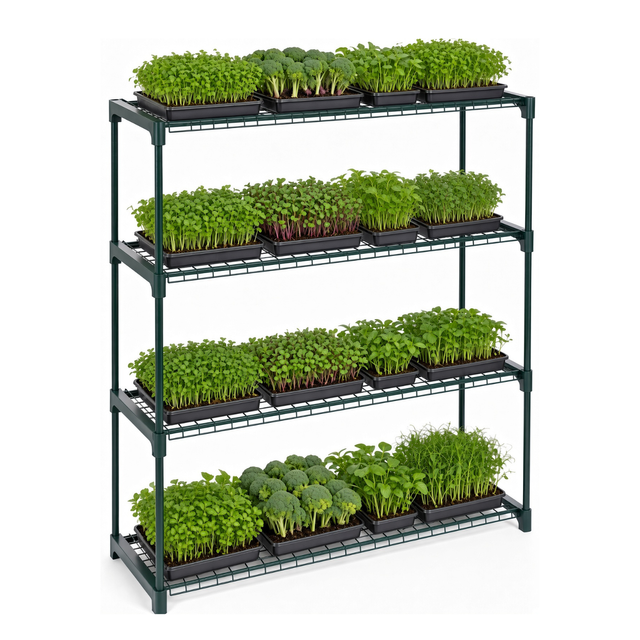 4 Shelf Vertical Microgreen Indoor Garden Rack