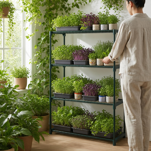 4 Shelf Vertical Microgreen Indoor Garden Rack