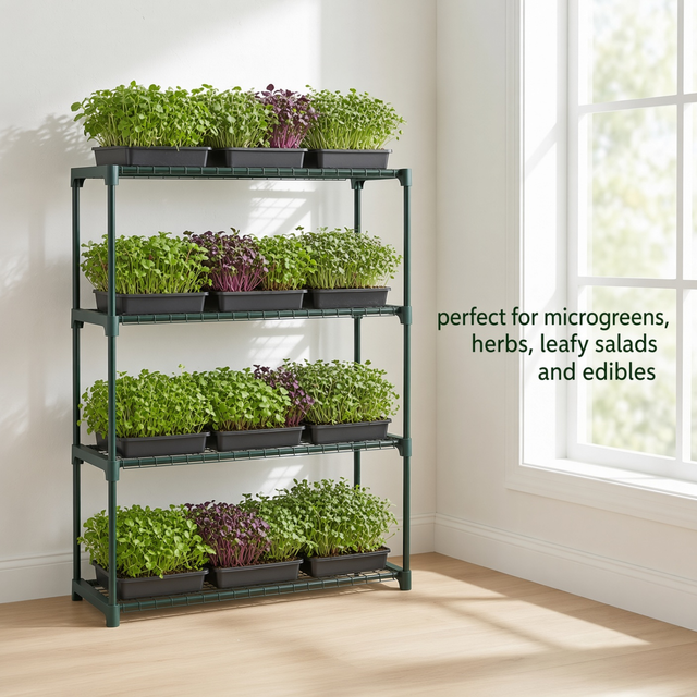 4 Shelf Vertical Microgreen Indoor Garden Rack