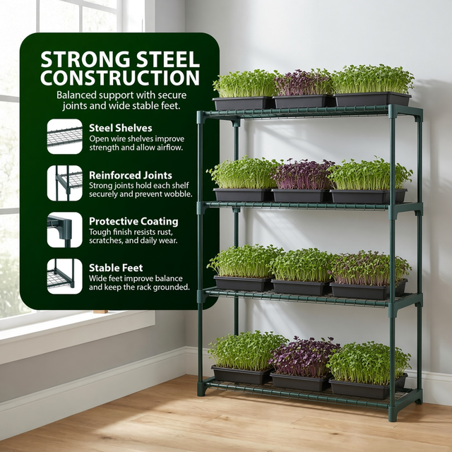 4 Shelf Vertical Microgreen Indoor Garden Rack