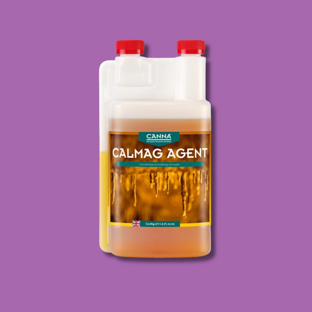 Canna Calmag Agent bottle on a purple background
