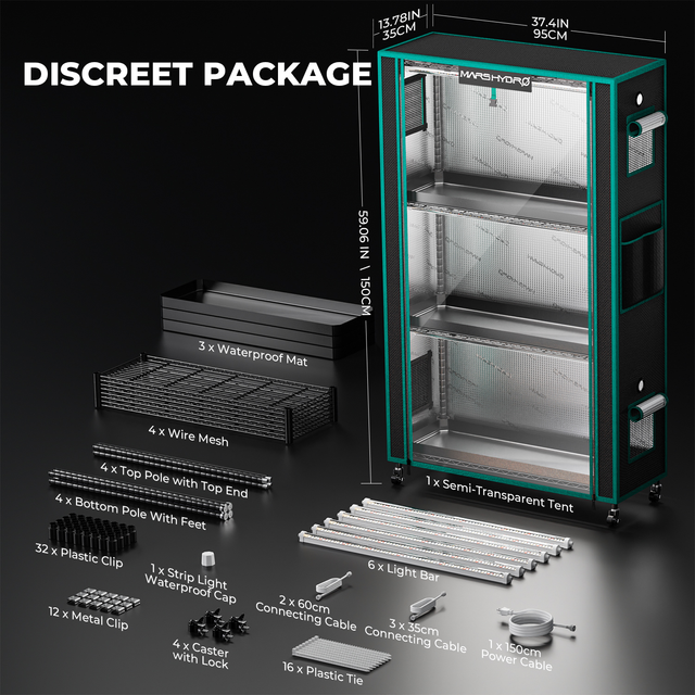 Mars Hydro 3 Shelf Plant Stand with Grow Lights - 150w