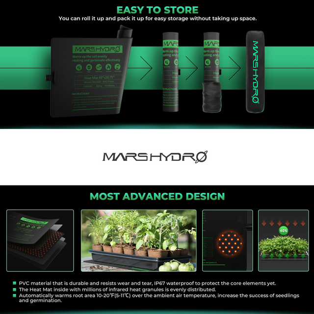 Mars Hydro Seedling Heat Mat with Digital Thermostat - 10" x 20.75"