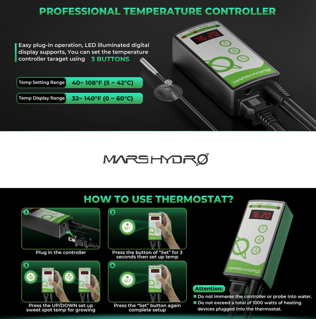 Mars Hydro Seedling Heat Mat with Digital Thermostat - 48" x 20.75"