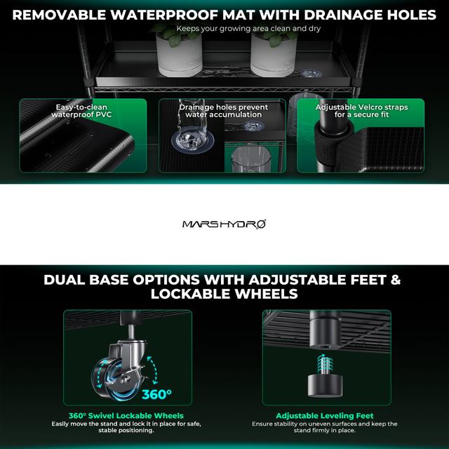 Mars Hydro 3 Shelf Plant Stand with Grow Lights - 54w