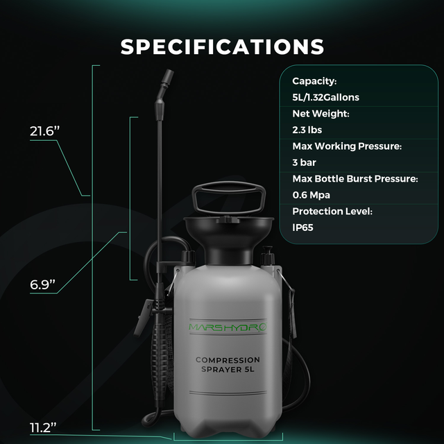 Mars Hydro 5 Litre Pressure Compression Sprayer