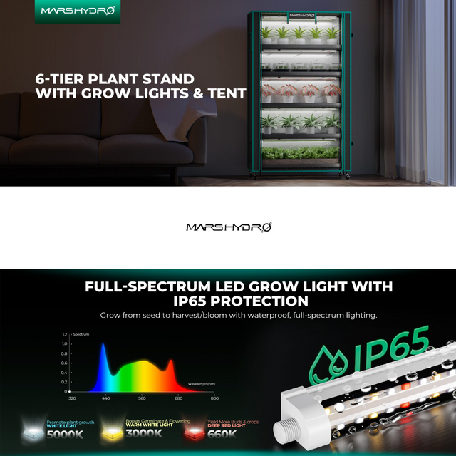 Mars Hydro 5 Shelf Vertical Garden Pro with Grow Lights - 250w
