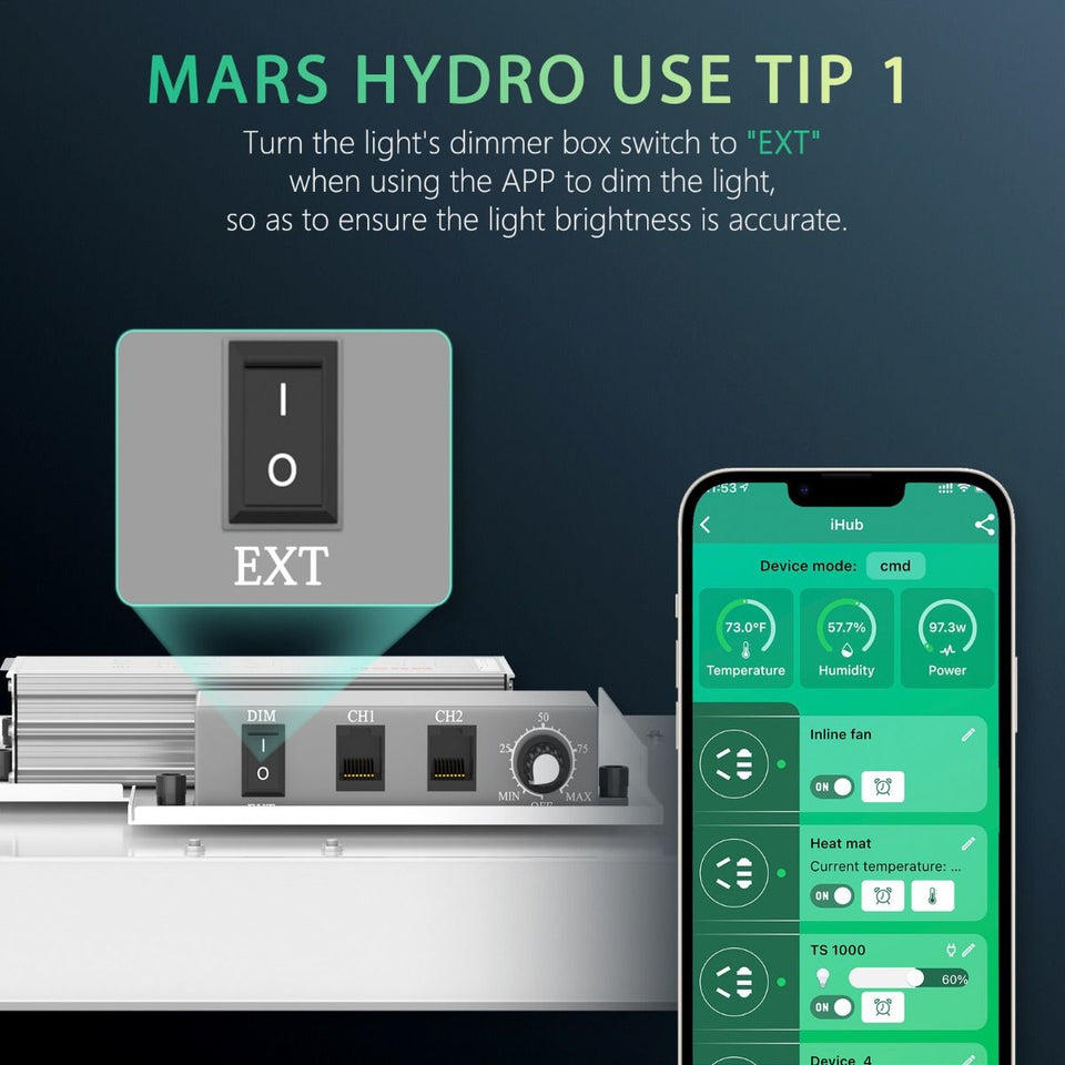 Mars Hydro FC-E6500 LED Grow Light (Smart Edition) Manual Control Option