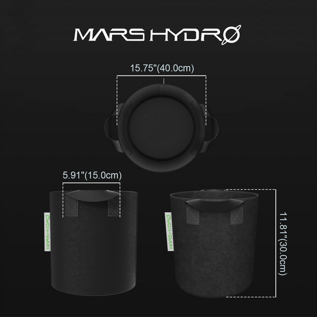 Mars Hydro Fabric Plant Pots - 36 Litre (5 Pack)