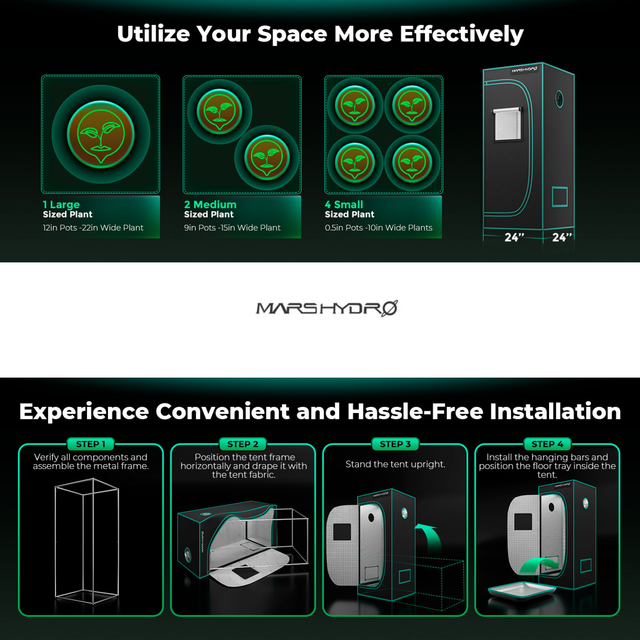 Mars Hydro Grow Tent - 0.6m x 0.6m x 1.4m