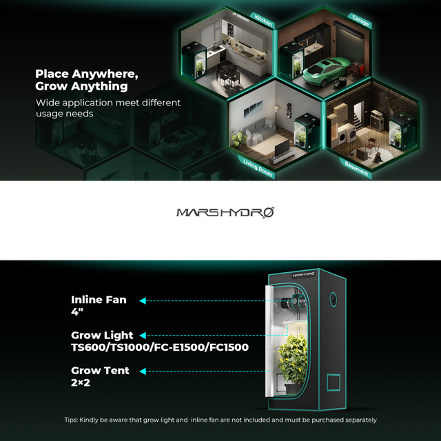 Mars Hydro Grow Tent - 0.6m x 0.6m x 1.4m