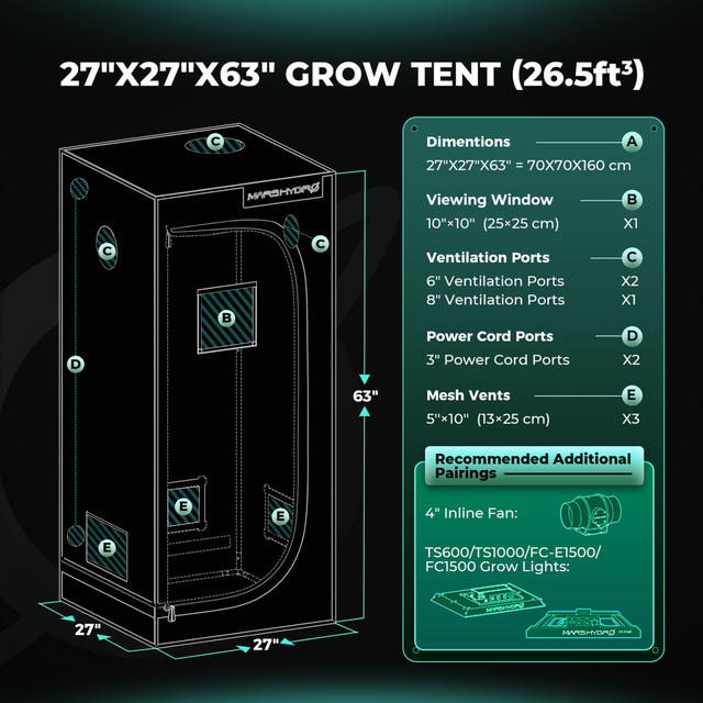 Mars Hydro Grow Tent - 0.7m x 0.7m x 1.6m
