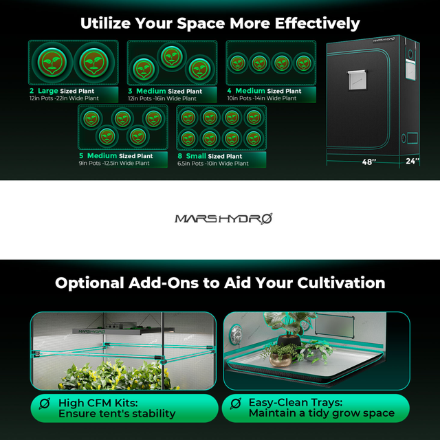 Mars Hydro Grow Tent - 1.2m x 0.6m x 1.8m