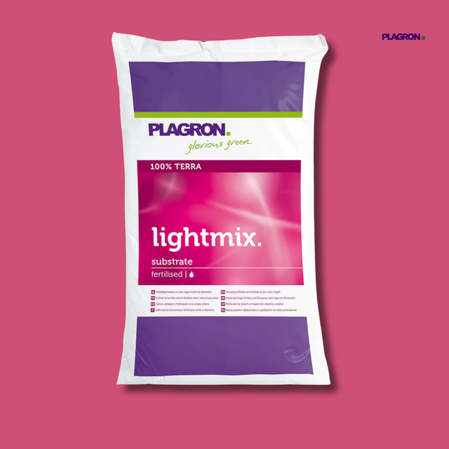 Plagron Lightmix substrate packaging on a pink background