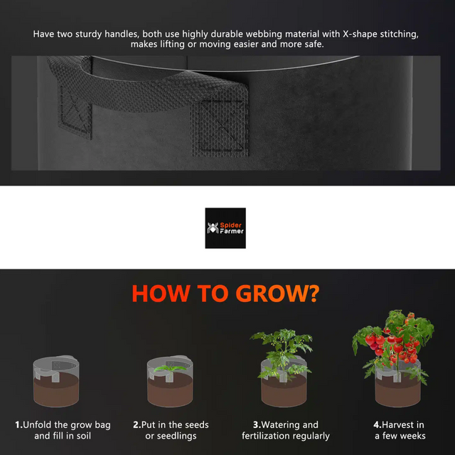 Spider Farmer Root Boosting Grow Bag 38 Litre (5 Pack)