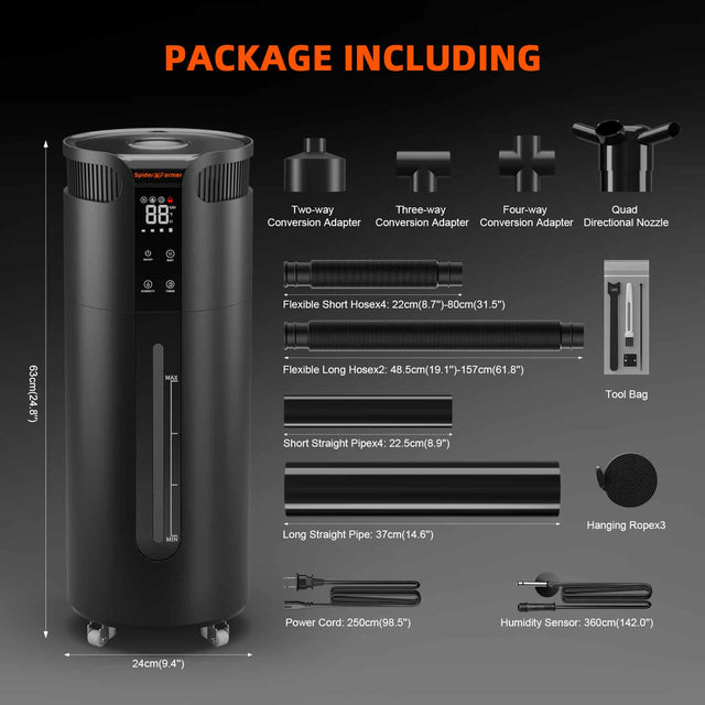 Spider Farmer 16L Cool Mist Humidifier Package Contents