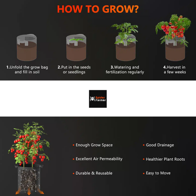 Spider Farmer Root Boosting Grow Bag 22 Litre (5 Pack)