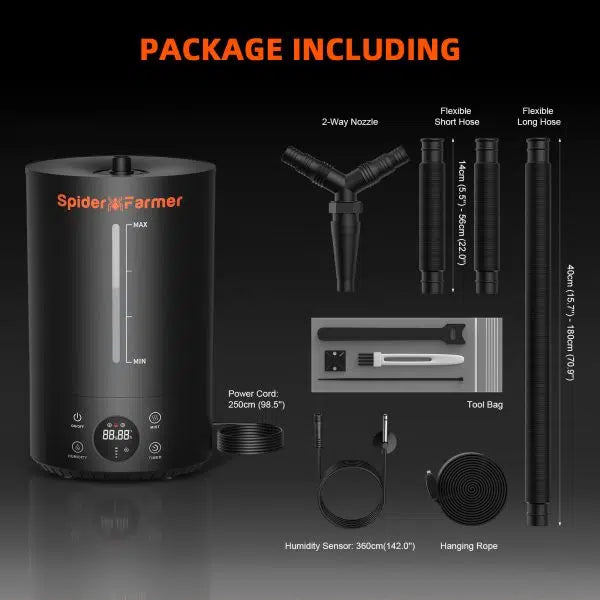 Spider Farmer 6L Cool Mist Humidifier Package Contents