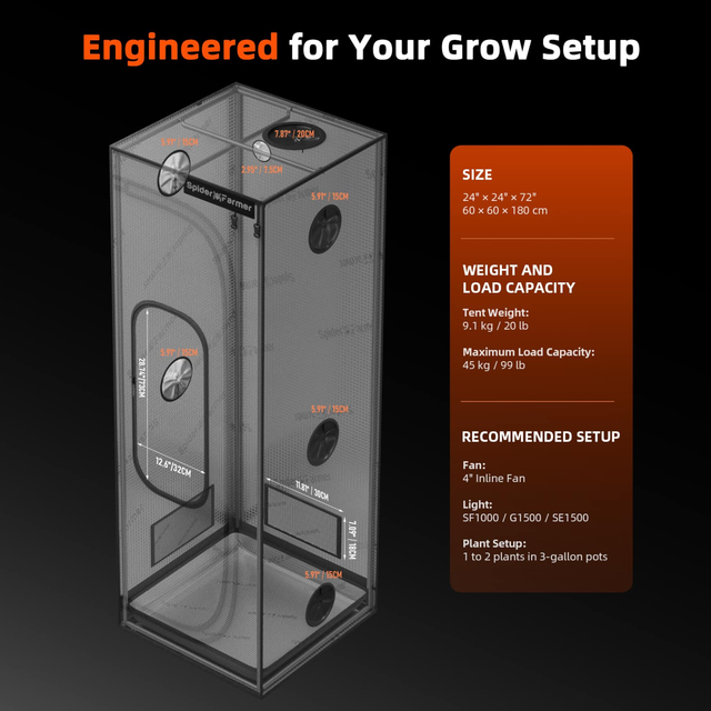 Spider Farmer Master Series Grow Tent - 0.6m x 0.6m x 1.8m