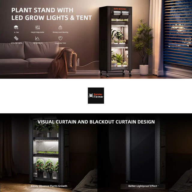 The Spider Farmer 3 Shelf Plant Stand.