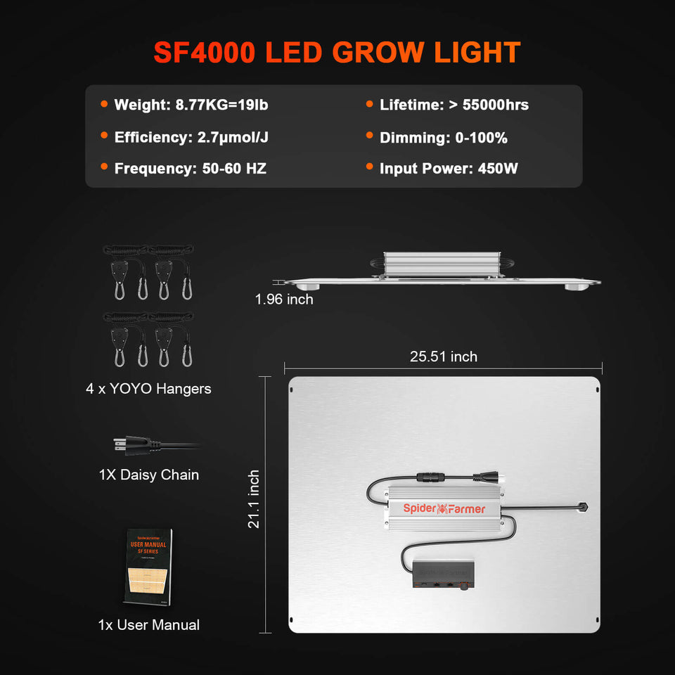 Spider Farmer SF4000 LED Grow Light 450w