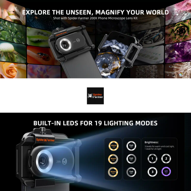 Spider Farmer Trichome Lens with LED, UV & Nano Zoom