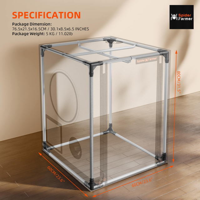 Spider Farmer Stealth Grow Tent - 0.6m x 0.6m x 0.8m