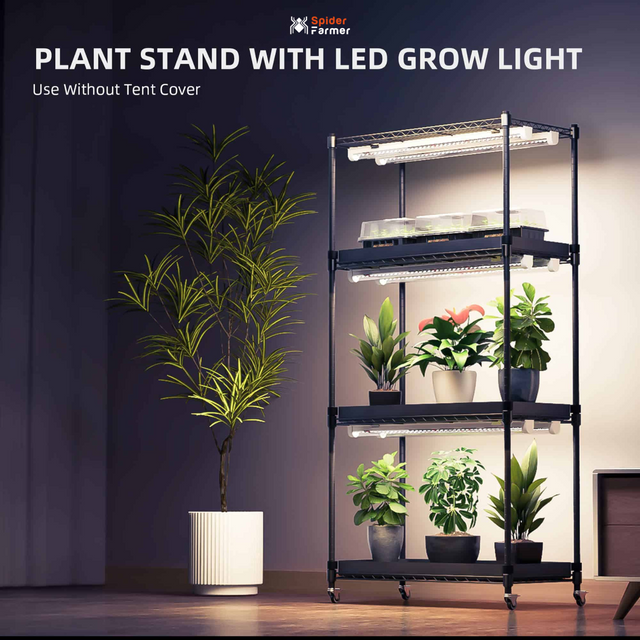 Spider Farmer 4 Tier Microgreen Plant Stand & Grow Lights