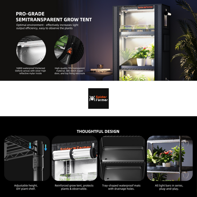 Spider Farmer 4 Tier Microgreen Plant Stand & Grow Lights
