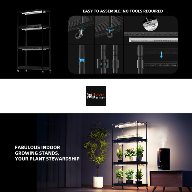Spider Farmer 4 Tier Microgreen Plant Stand & Grow Lights