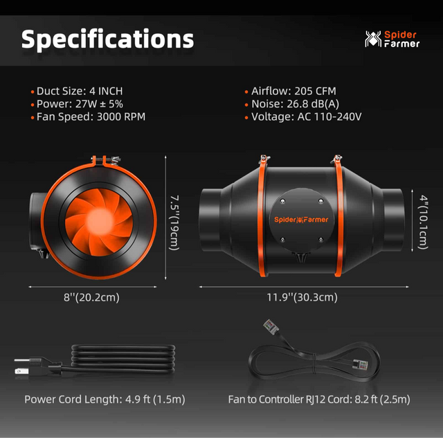 Spider Farmer 4" Smart Ventilation Kit with GGS Controller