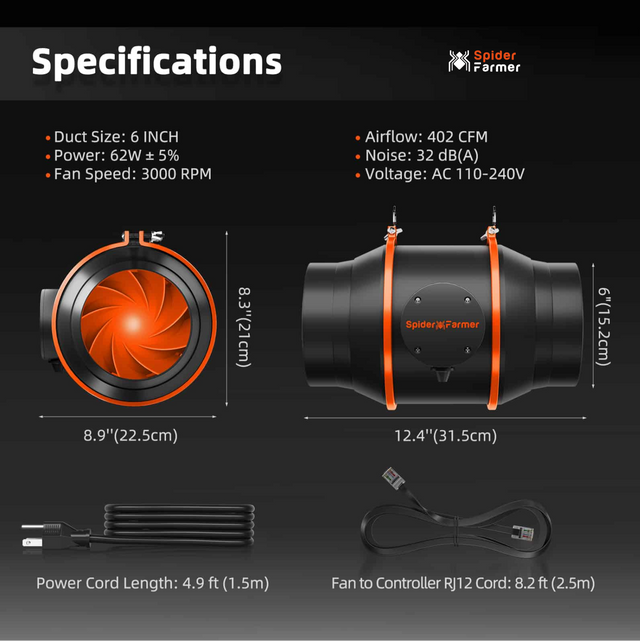 Spider Farmer 6" Smart Ventilation Kit with GGS Controller