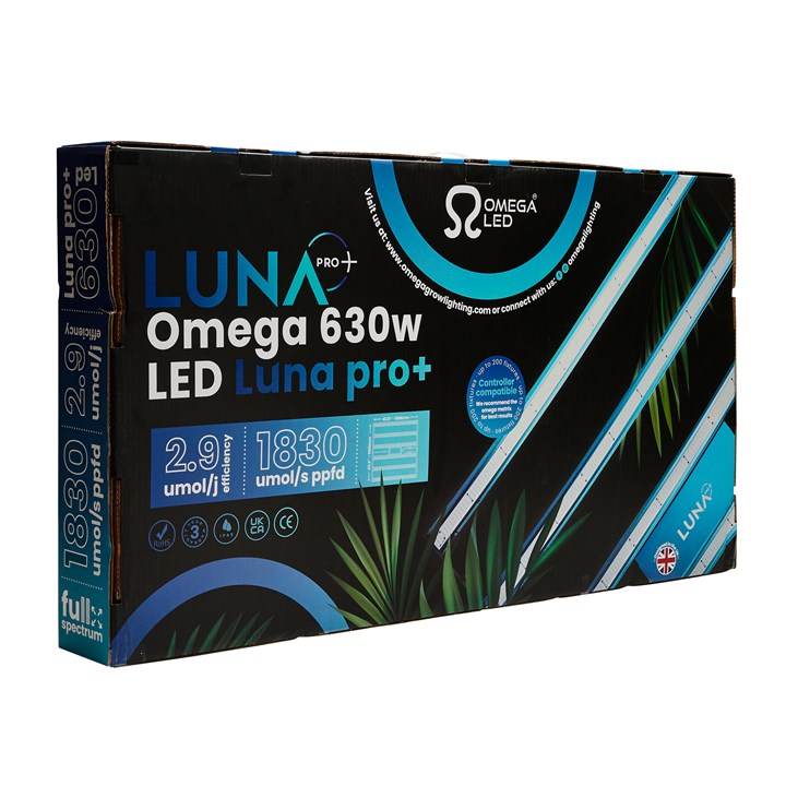 Omega Luna 630w Pro+ LED Grow Light Packaging
